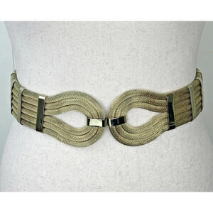 Myla Metallic Metal Double Loop Fashion Waist Belt Elastic Back Clip Front